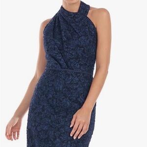 JS Collections Navy Floral Lace Halter Maxi Dress